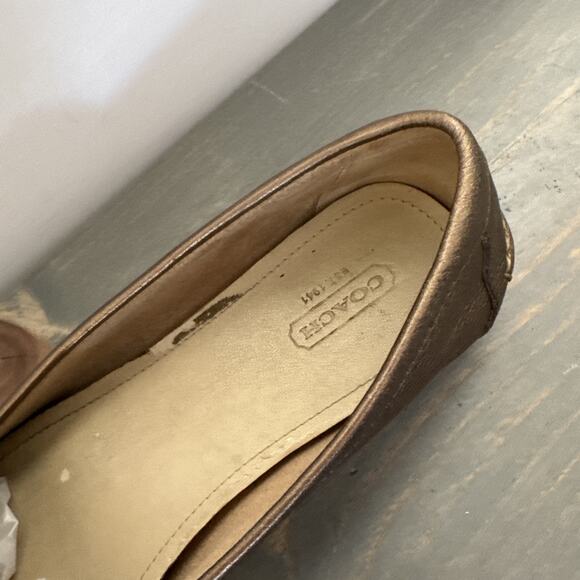 Coach Woman’s Shoes Fortunata Slip On Leather Loafers Size 9.5 B Gold/Bronze - Picture 5 of 16